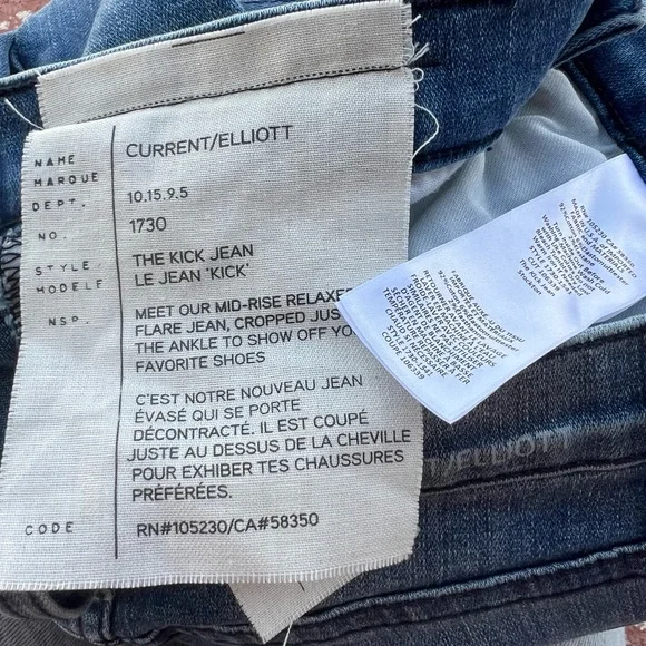 Current Elliott Kick Jeans Stockton Blue Denim Mid-Rise Womens Size 24 NWT - Picture 6 of 7